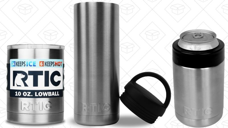 RTIC Lowball, $9 | RTIC 18 Ounce Bottle, $10 | RTIC Can Cooler, $10 - May need to check third party sellers for best price.